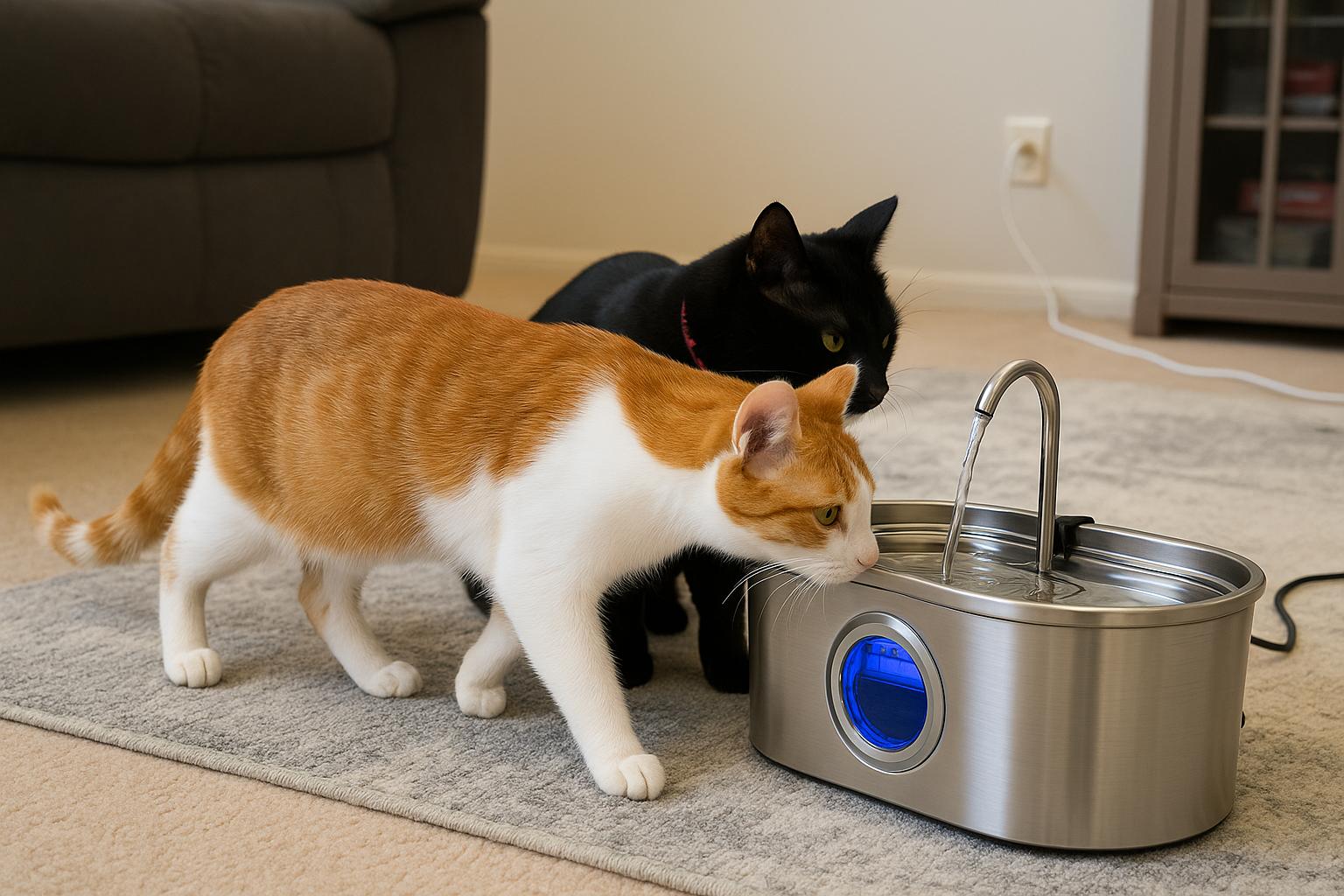 No more still water, They love running water🐈💦